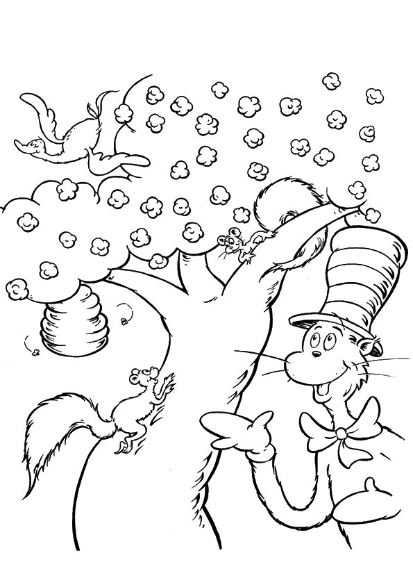 Plansa de colorat cu Cat in the hat 36 34